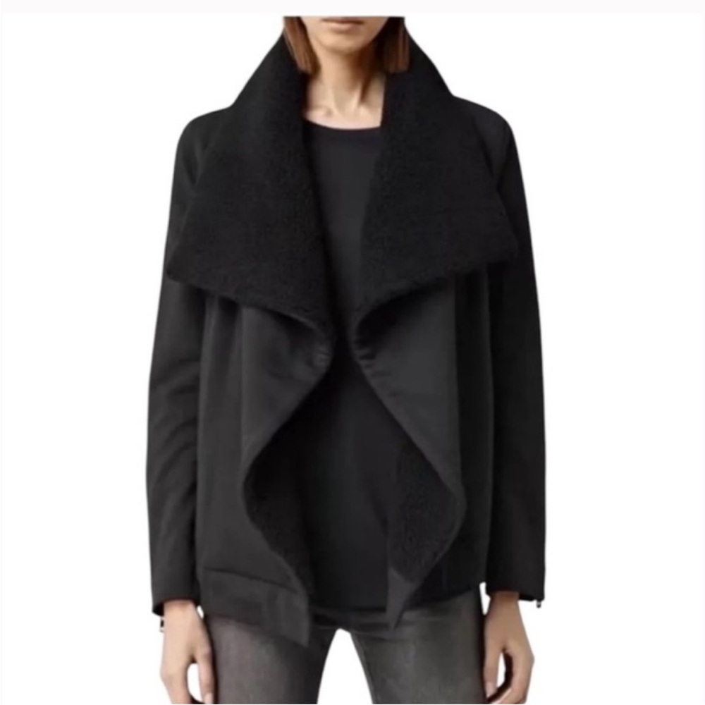 All Saints Bora Biker Sweatshirt Jacket size Small